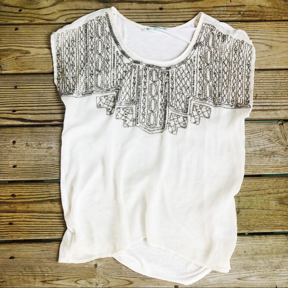 White Blouse with Beaded Detail
